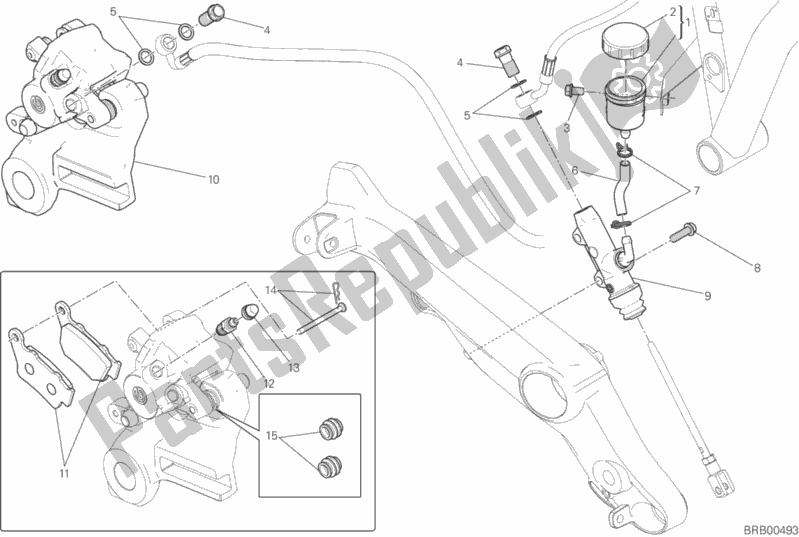 Todas las partes para Sistema De Freno Trasero de Ducati Scrambler Urban Enduro Thailand USA 803 2015